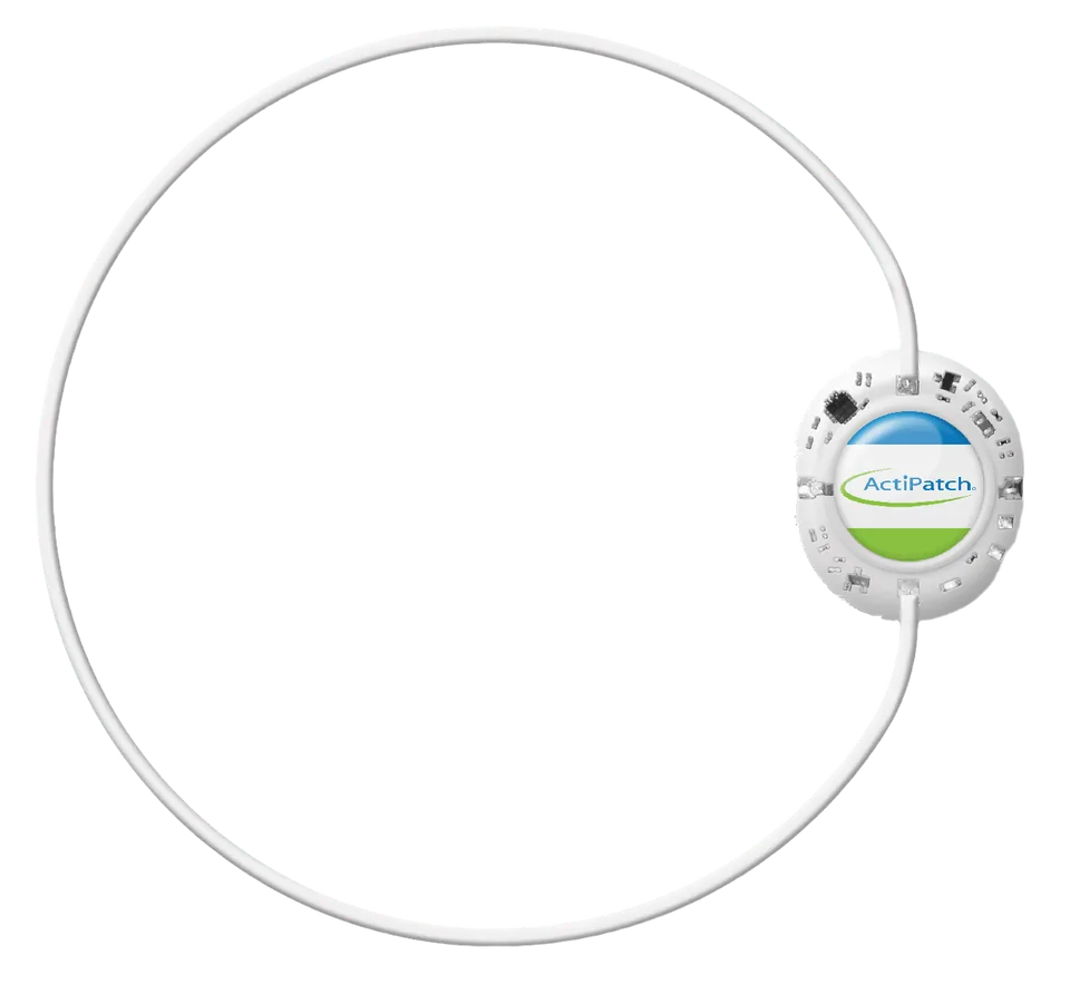 Close view of the self-contained ActiPatch device and loop